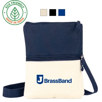 Crossbody Essential 11 oz Canvas Pouch Bag | Daily Travel Commute Navy (8x10)