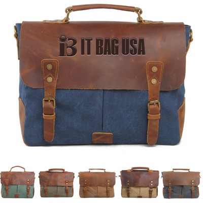 Canvas with leather Messenger bag