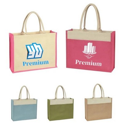 Jute Tote with Front Pocket (17" x 14" x 5.5")