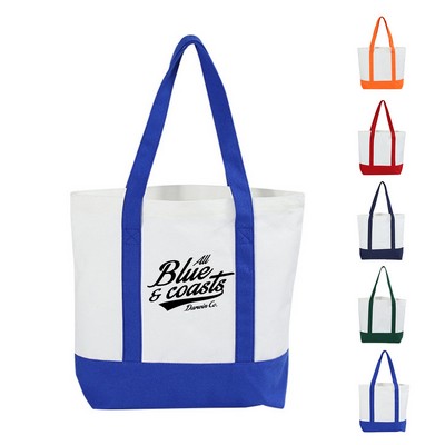 Canvas Zippered Tote Bag with Front Pocket