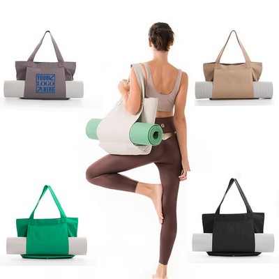 Canvas Tote Bag with Yoga Mat Carrier Pocket