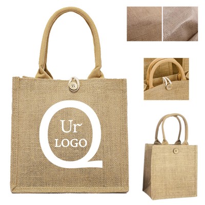 9.06 X 5.91 X 8.27" Jute Burlap Tote Bag