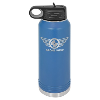32 Oz. Stainless Steel Double Wall Water Bottle, Royal Blue, Engraved