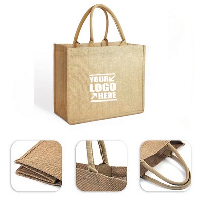 Jute Burlap Tote Bag w/Handles