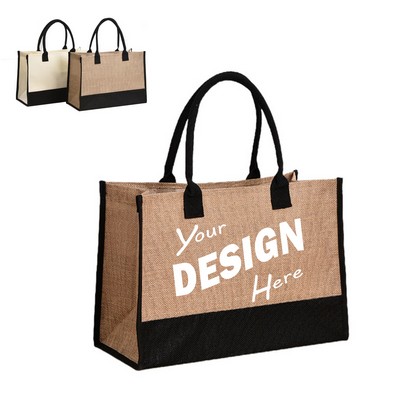 Large Capacity Burlap Jute Tote Bag