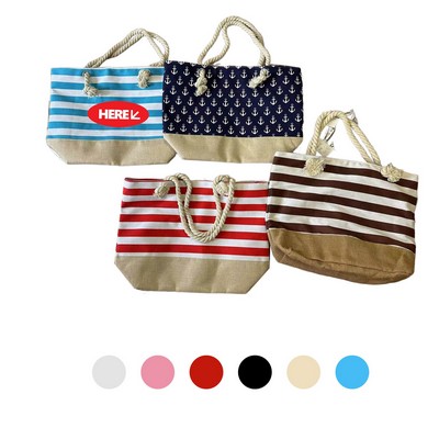 Striped Beach Tote Bag