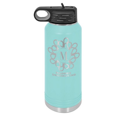 32 Oz. Stainless Steel Double Wall Water Bottle, Teal, Engraved