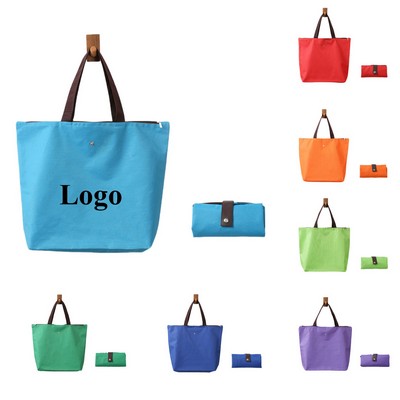 Waterproof Folding Reusable Thickened Oxford Shopping Tote Bag w/ Zipper