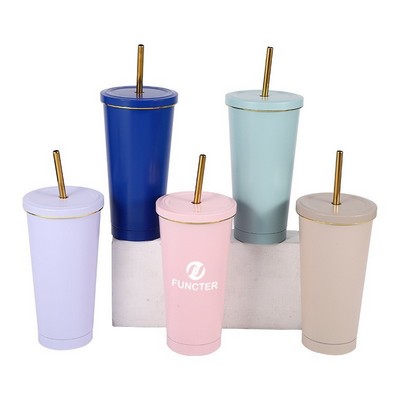 Vacuum Insulated Travel Coffe Tumbler W/ Straw 25 oz.