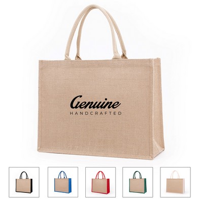Two-tone Fold Jute Tote Bag