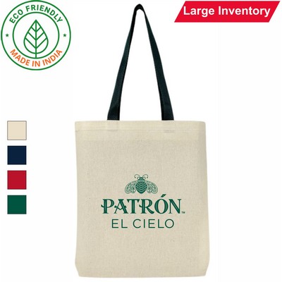 7 oz Canvas Tote Bag | Reusable Gusseted Everyday Market Grocery Green (14x15x2)