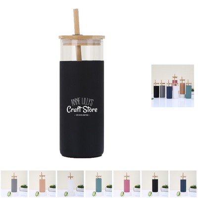 20oz Borosilicate Tumbler with Silicone Sleeve and Bamboo Lid