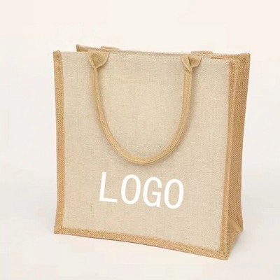 Custom Printing logo Burlap Linen Handbag