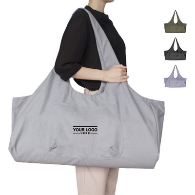Large Capacity Yoga Mat Bag with Pocket, Canvas Tote for Gym and Travel