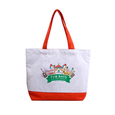 Two-Tone Color Cotton Canvas Tote Bag