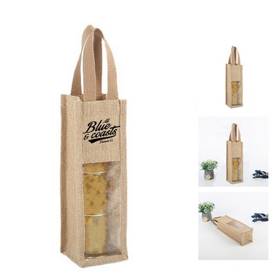 Jute Wine Gift Tote Bag