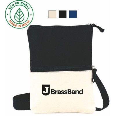 Crossbody Essential 11 oz Canvas Pouch Bag | Daily Travel Commute Black (8x10)