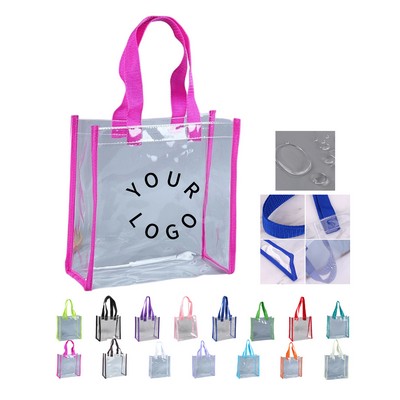 Vinyl Clear Tote Bag With Colored Shoulder Straps