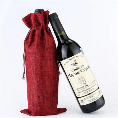 Linen Cloth Wine Drawstring Bags