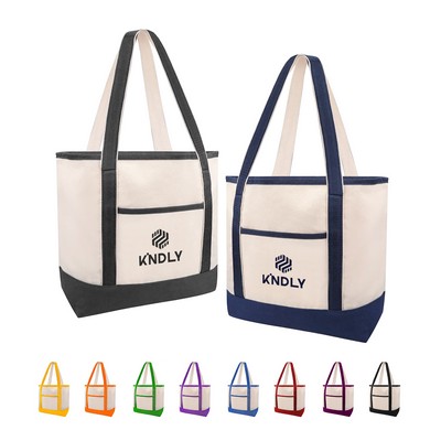 12 OZ Poly-Cotton Canvas Boat Tote Bag w/ Reinforced Handle
