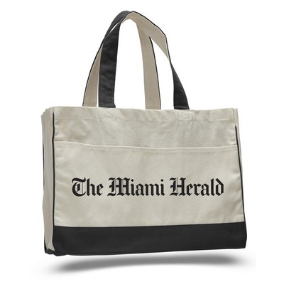 Canvas Tote Bag w/ Contrast Handles & Trim (22"x13"x5")