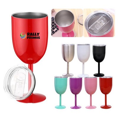 10oz Stainless Steel Double Walled Wine Glasses With Lid