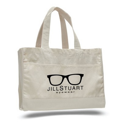Natural Canvas Tote Bag w/ Contrast Handles & Trim (22"x13"x5")