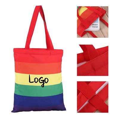Rainbow Stripe Pride Canvas Tote Bag