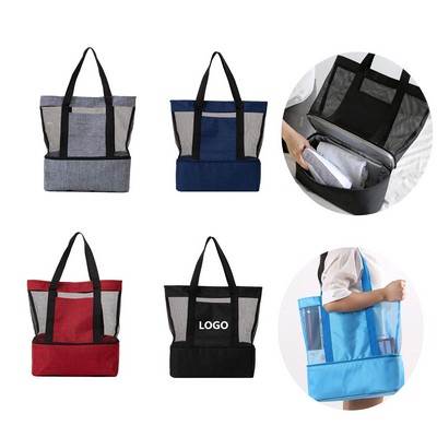 Mesh Beach Cooler Tote Bag