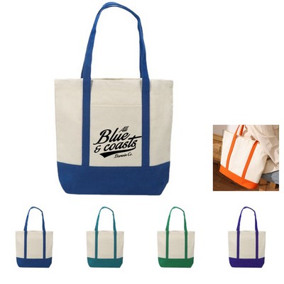 Versatile Cotton Canvas Sailing Tote Bag with Zip