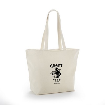 Cotton Canvas Top Zippered Closure Bag