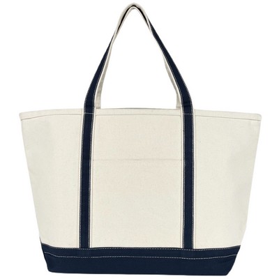 Blank Heavy Duty Anchor 20 oz Canvas Boat Tote Bag | Beach Travel Daily Navy (24x15x8.5)