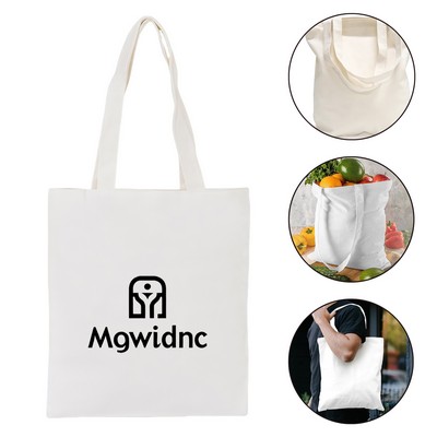 Small White Canvas Tote Bag - Eco-Friendly Reusable Large Durable Handbag