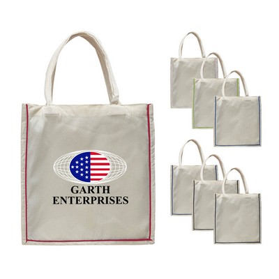 6 oz. 100% Cotton Canvas Fancy Color Stripe Shopper Tote Bags